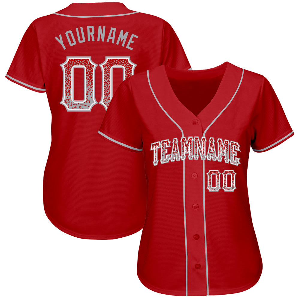 Custom Red Gray-White Authentic Drift Fashion Baseball Jersey view 2
