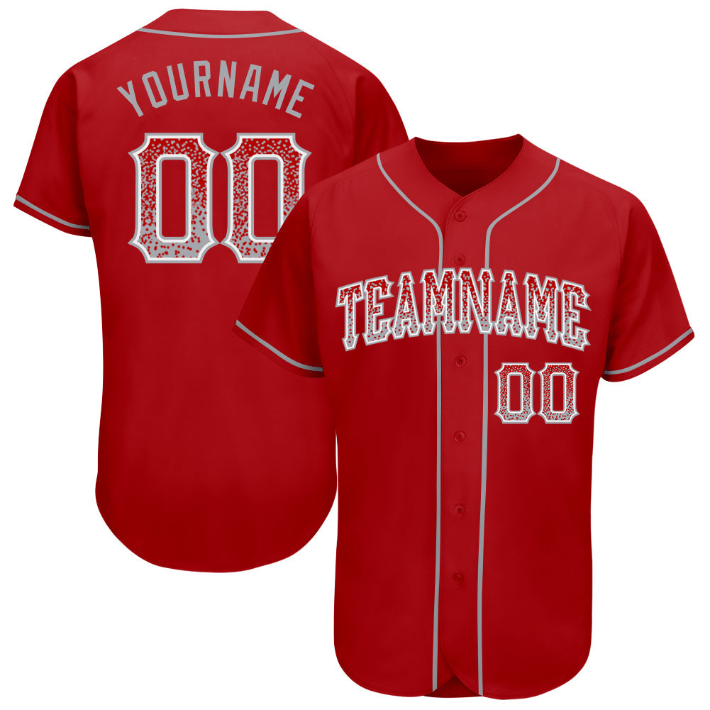 Custom Red Gray-White Authentic Drift Fashion Baseball Jersey - Main View