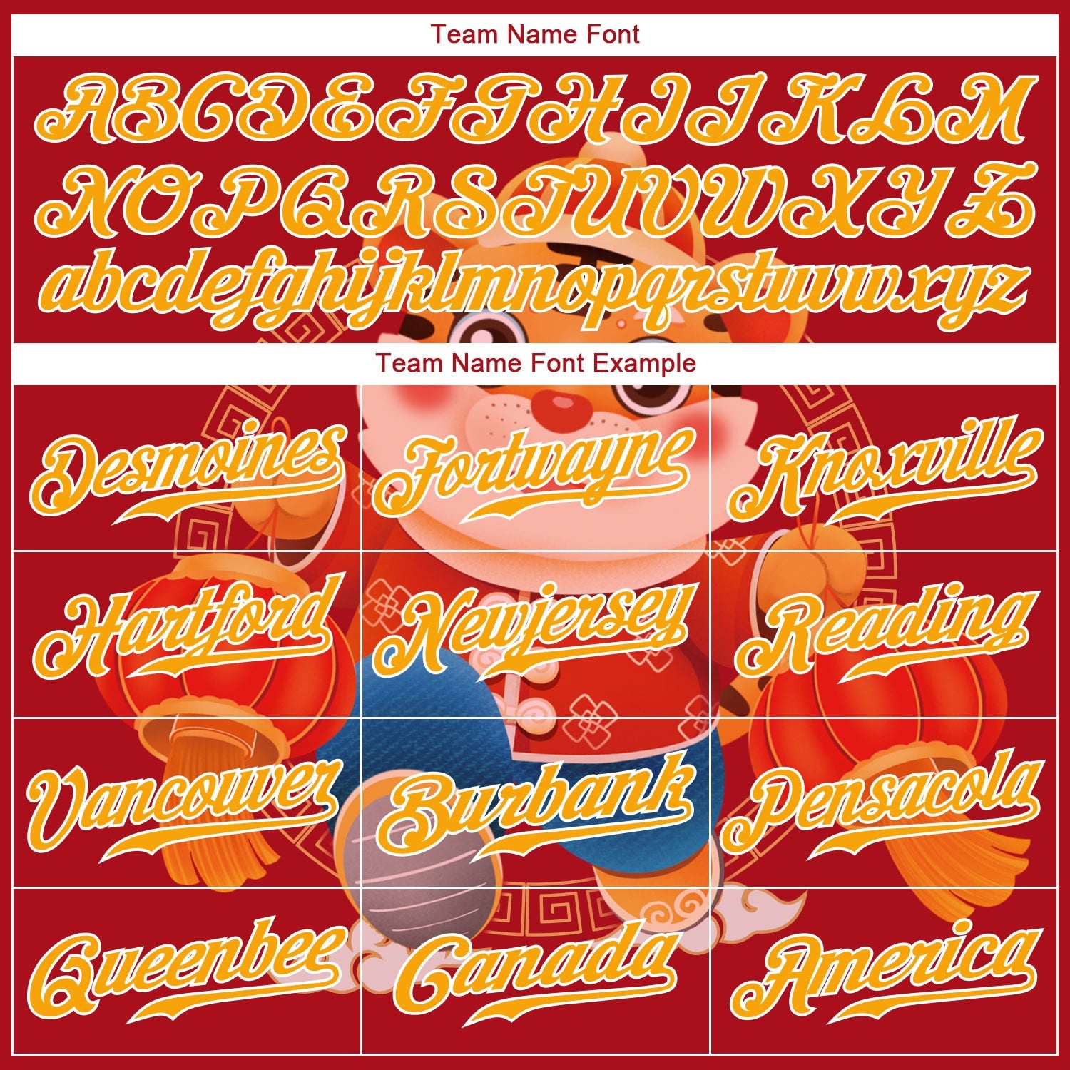 Custom Red Gold-White 3D Pattern Design Cute Tiger Authentic Baseball Jersey view 4