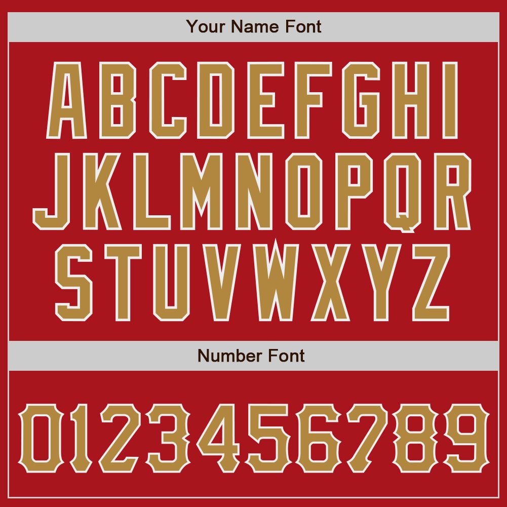 Custom Red Old Gold-White Authentic Baseball Jersey view 4