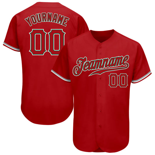Custom Red Red-Kelly Green Authentic Baseball Jersey - Main View