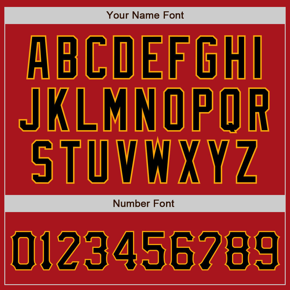 Custom Red Black-Gold Authentic Baseball Jersey view 4