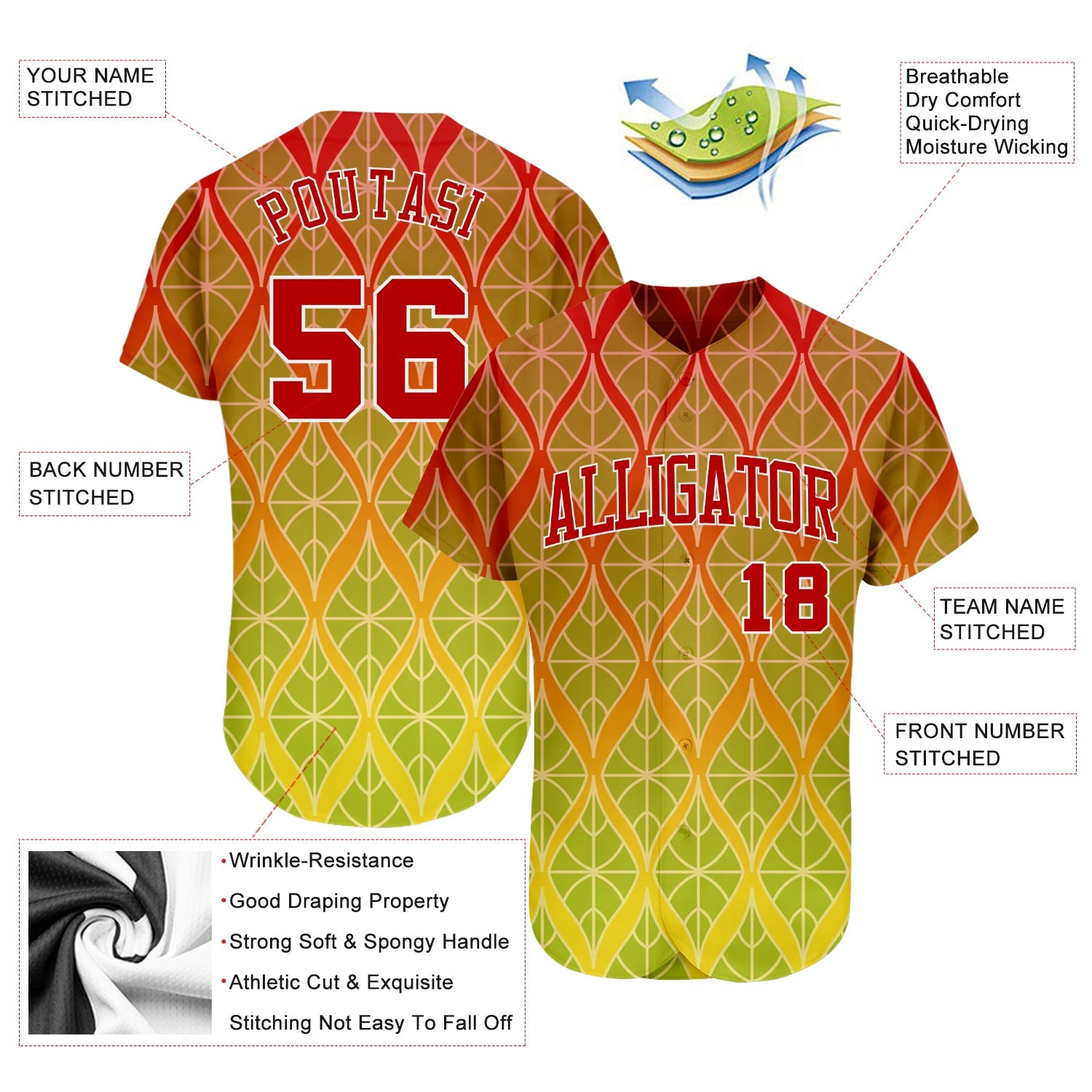 Custom Red Red-White 3D Pattern Design Authentic Baseball Jersey view 3
