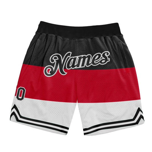 Custom Red Black-White 3D Pattern Design Multicolor Authentic Basketball Shorts - Main View