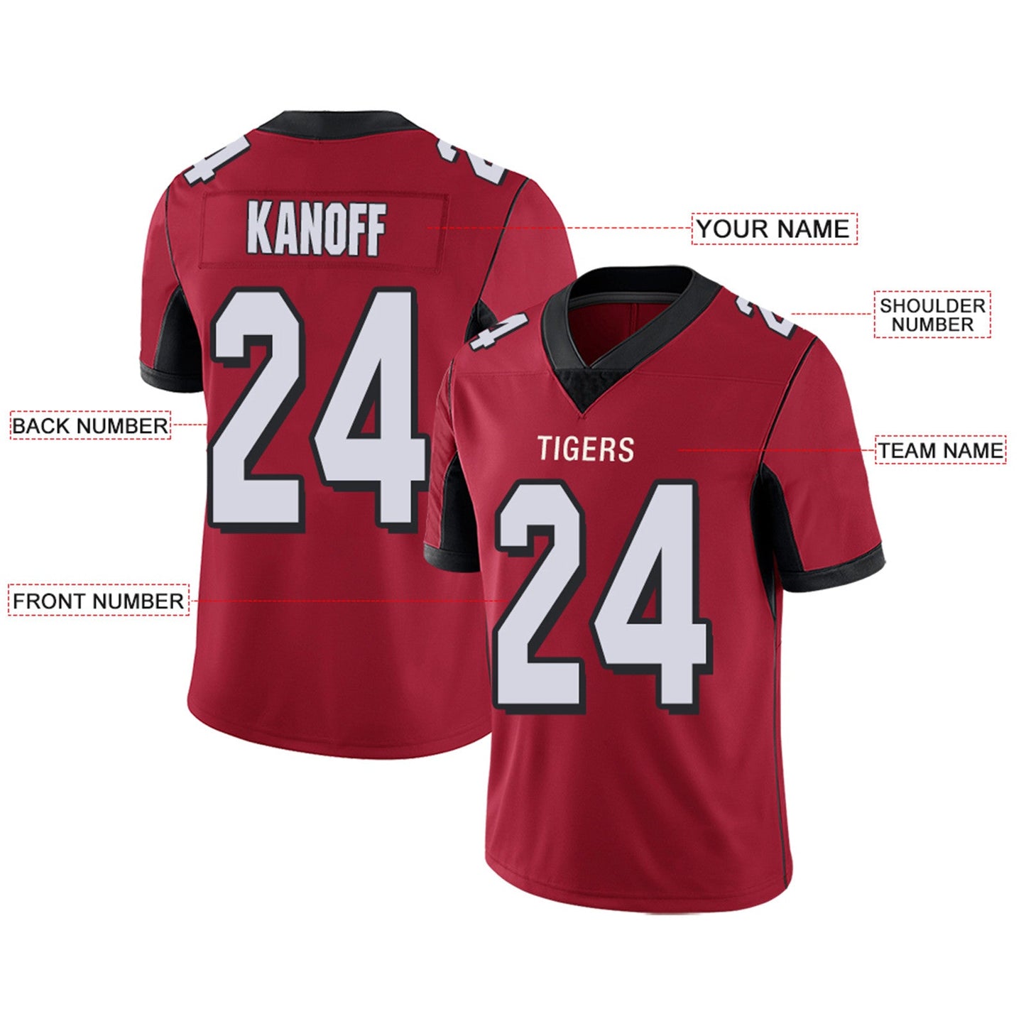 Custom A.Falcons Team Player or Personalized Design Your Own Name for Men's Women's Youth Jerseys Red Football Jerseys view 5