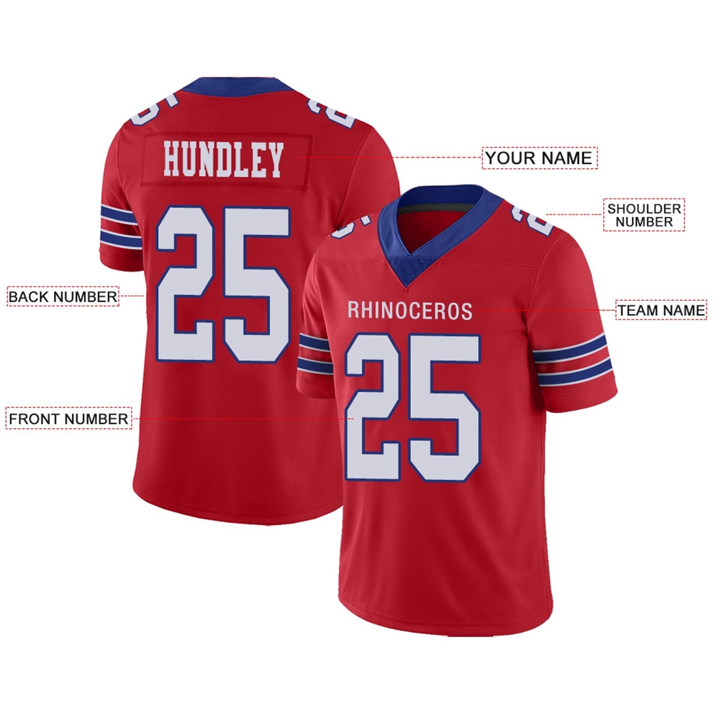 Custom B.Bills Football Jerseys Team Player or Personalized Design Your Own Name for Men's Women's Youth Jerseys Royal view 4