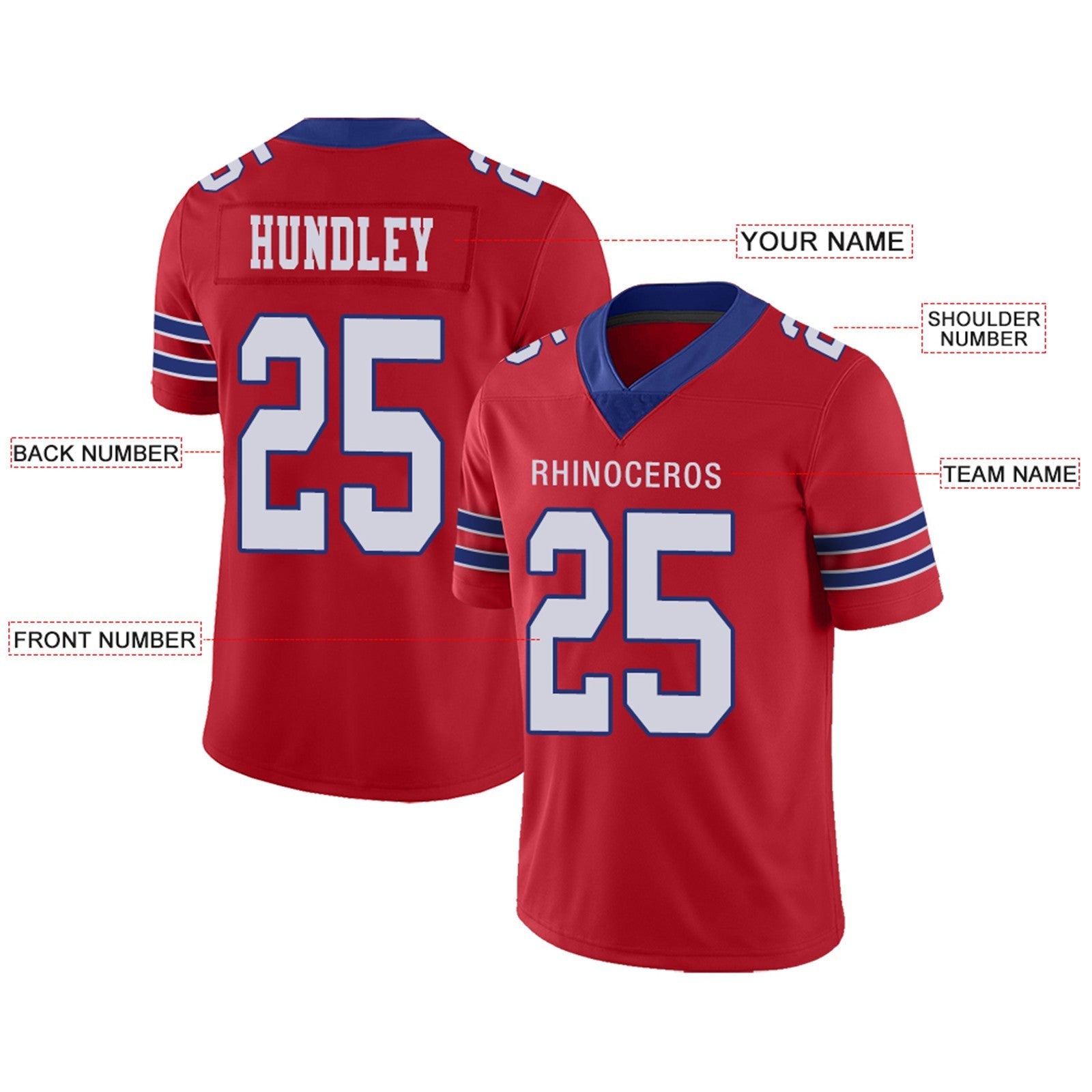 Custom B.Bills Football Jerseys Team Player or Personalized Design Your Own Name for Men's Women's Youth Jerseys Royal view 4