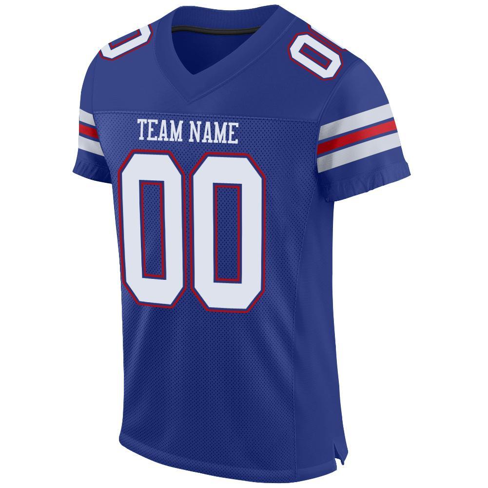 Custom Royal White-Red Mesh Authentic Football Jersey view 2