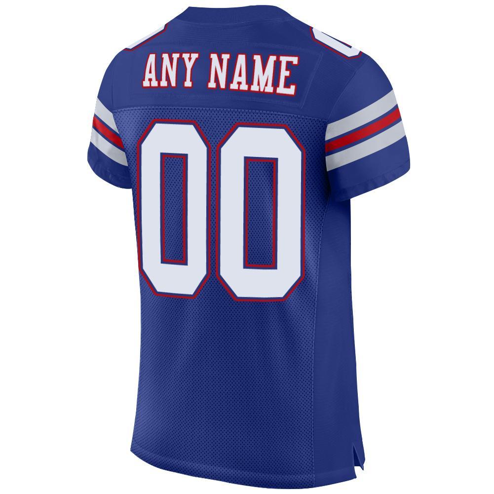 Custom Royal White-Red Mesh Authentic Football Jersey view 3