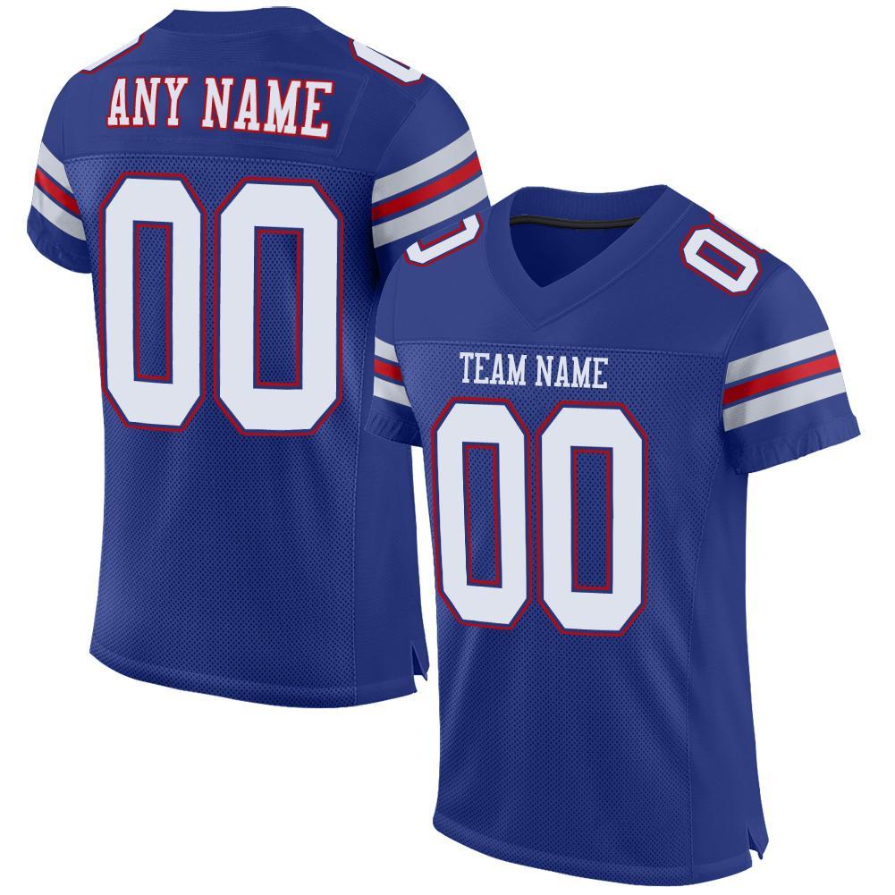 Custom Royal White-Red Mesh Authentic Football Jersey - Main View