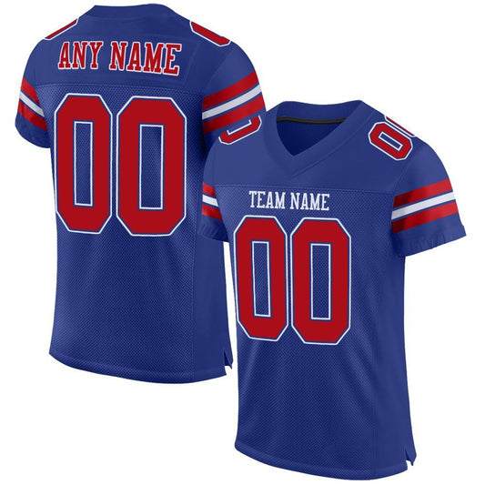 Custom Royal Red-White Mesh Authentic Football Jersey - Main View