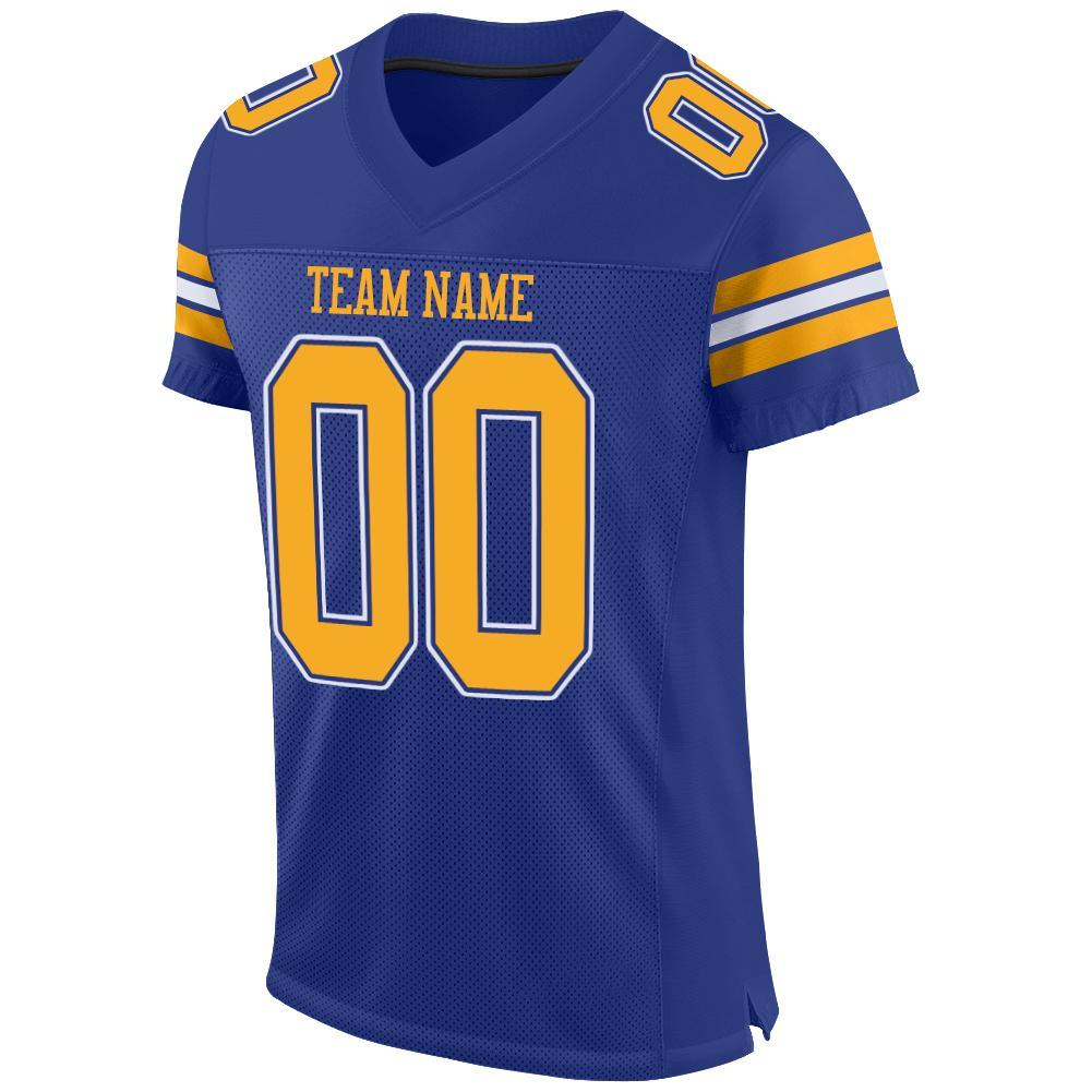 Custom Royal Gold-White Mesh Authentic Football Jersey view 2