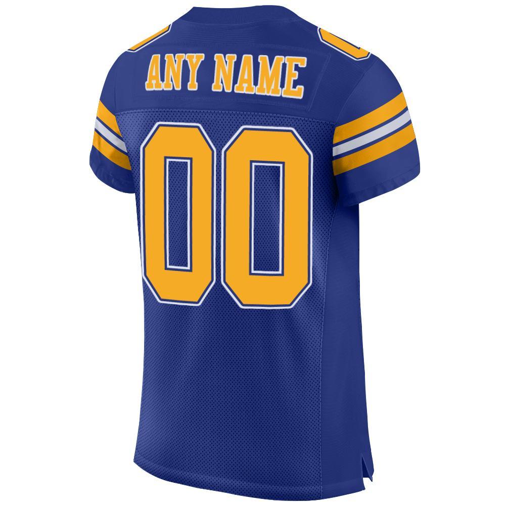 Custom Royal Gold-White Mesh Authentic Football Jersey view 3