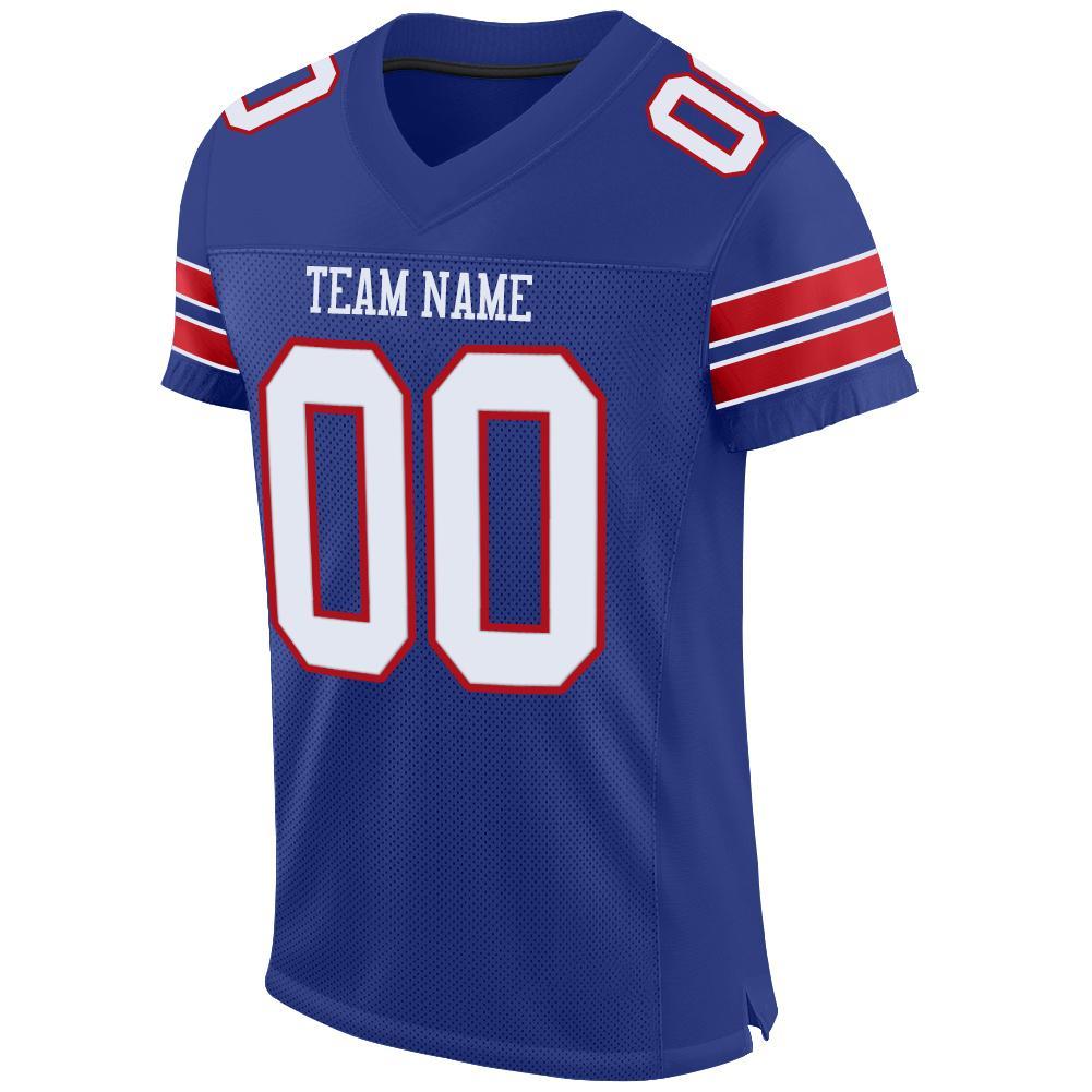 Custom Royal White-Red Mesh Authentic Football Jersey view 2