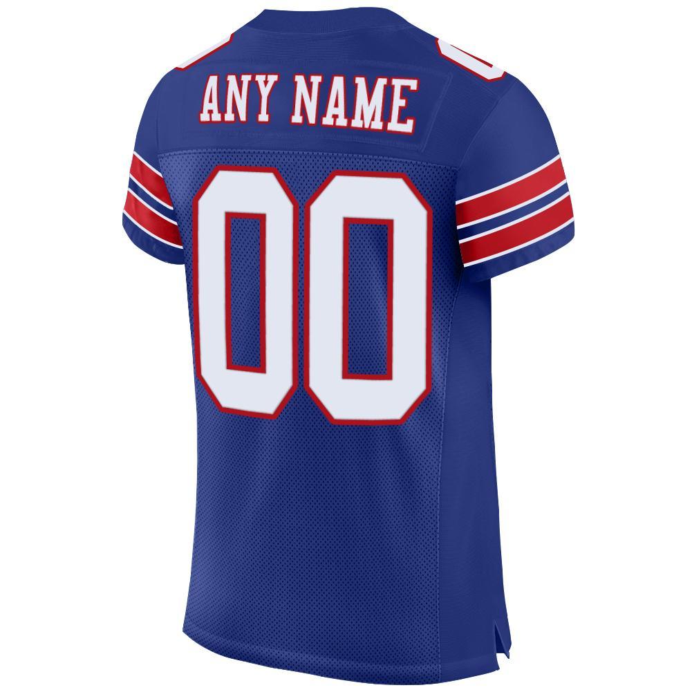 Custom Royal White-Red Mesh Authentic Football Jersey view 3