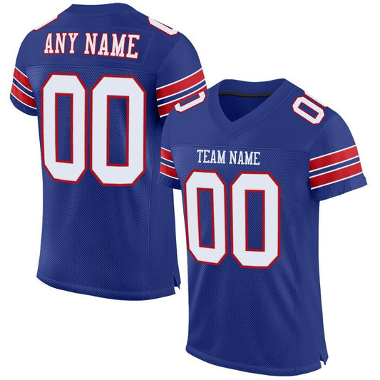 Custom Royal White-Red Mesh Authentic Football Jersey - Main View