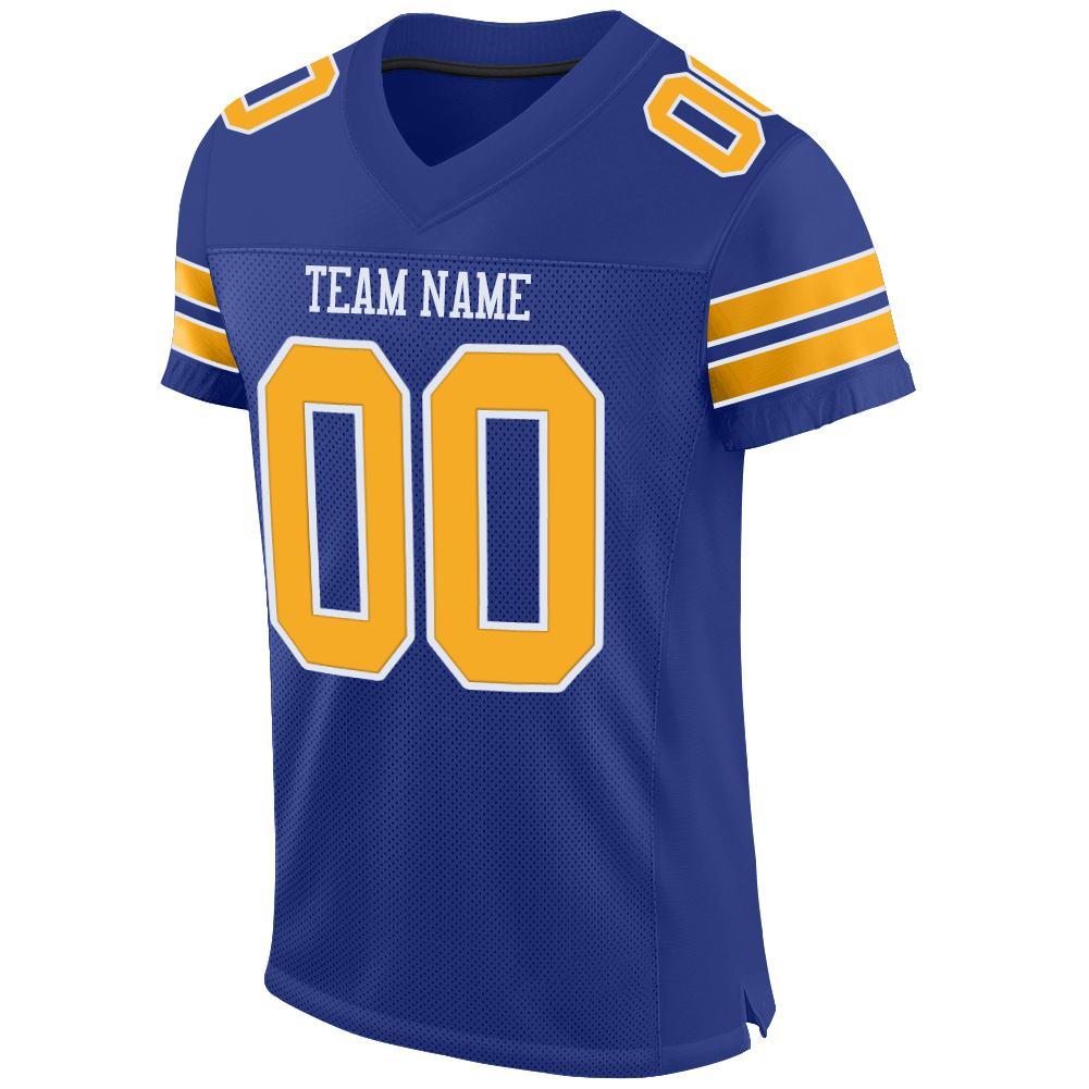Custom Royal Gold-White Mesh Authentic Football Jersey view 3