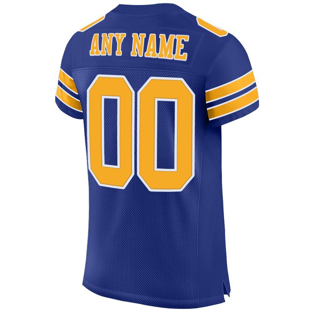 Custom Royal Gold-White Mesh Authentic Football Jersey view 4