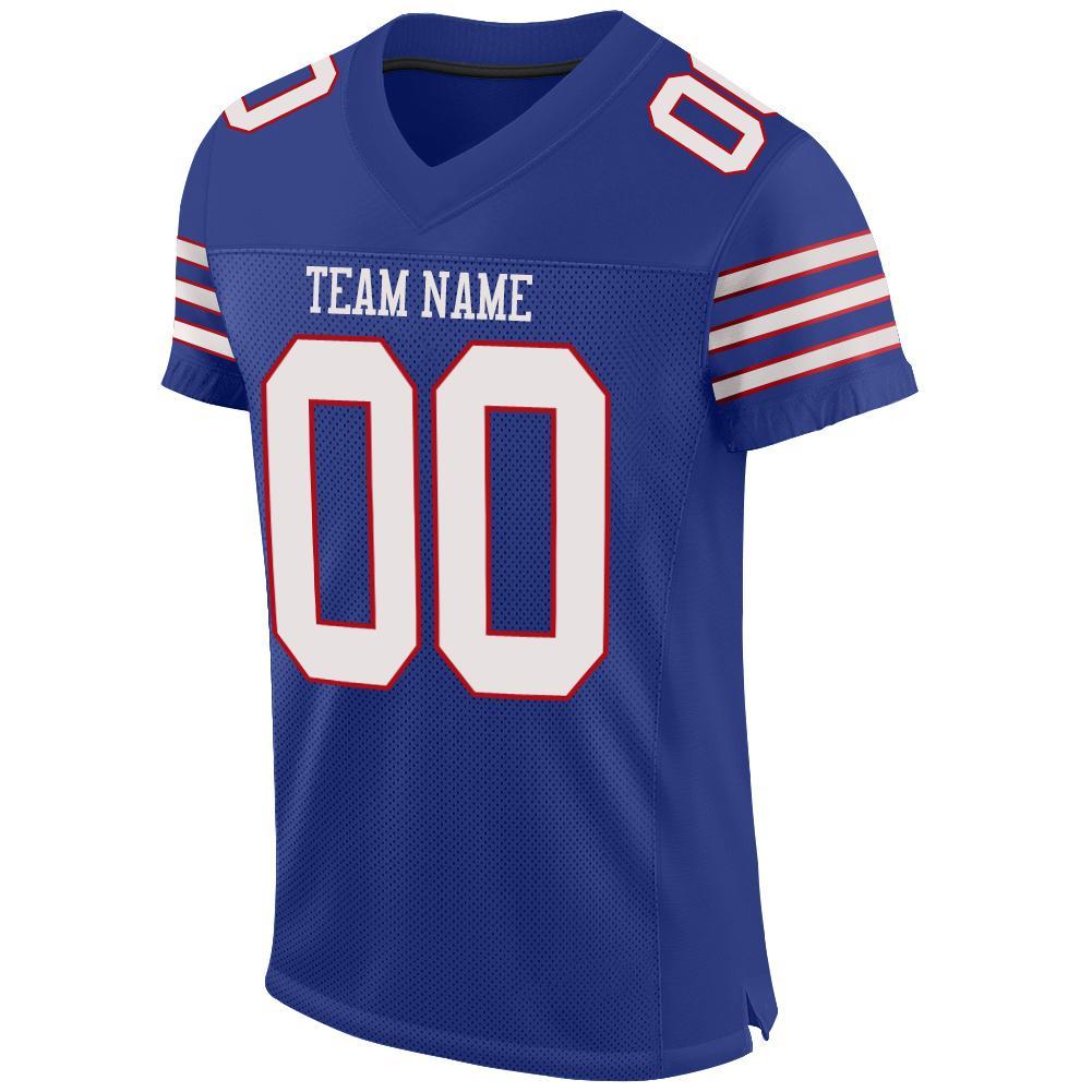 Custom Royal White-Red Mesh Authentic Football Jersey view 2