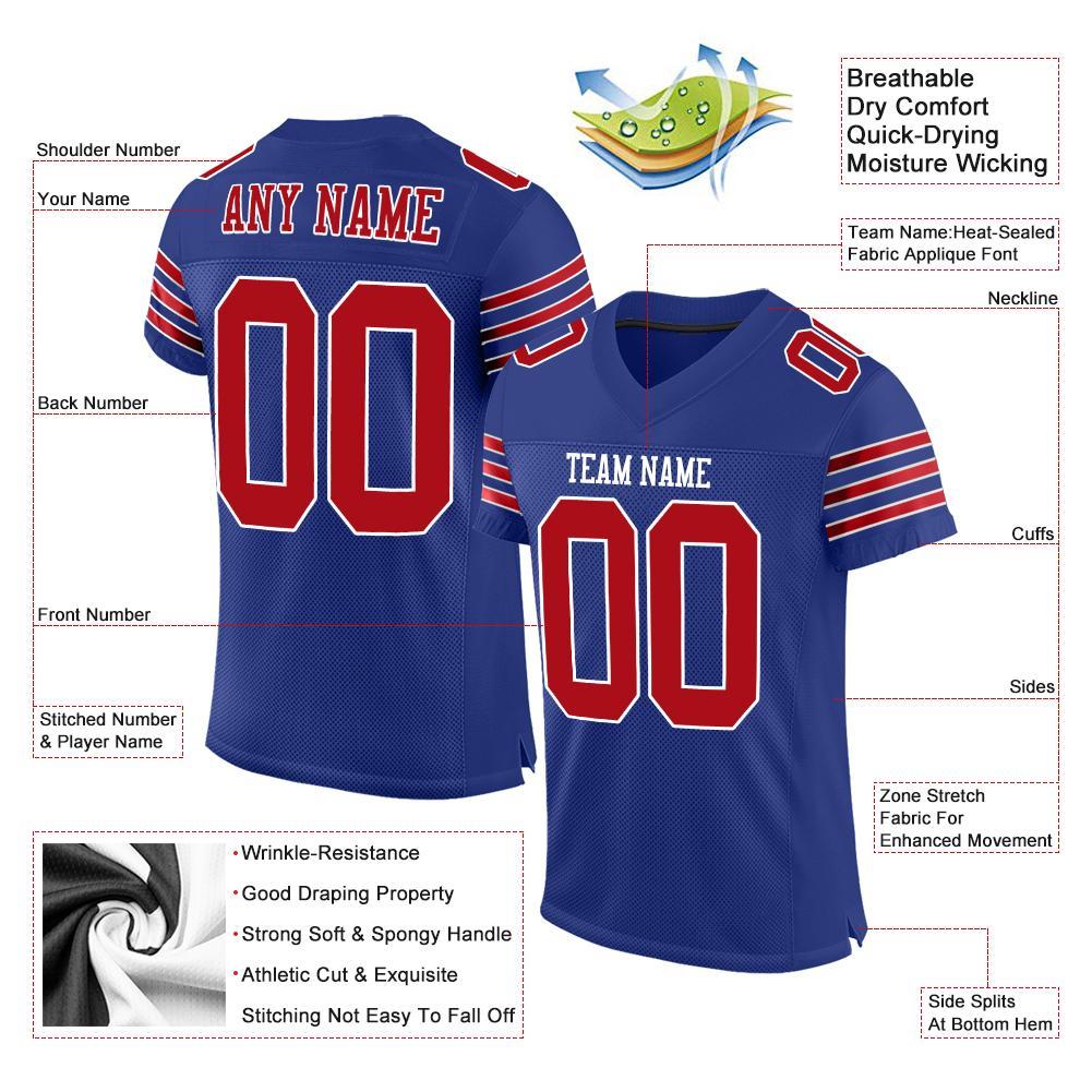 Custom Royal Red-White Mesh Authentic Football Jersey view 4