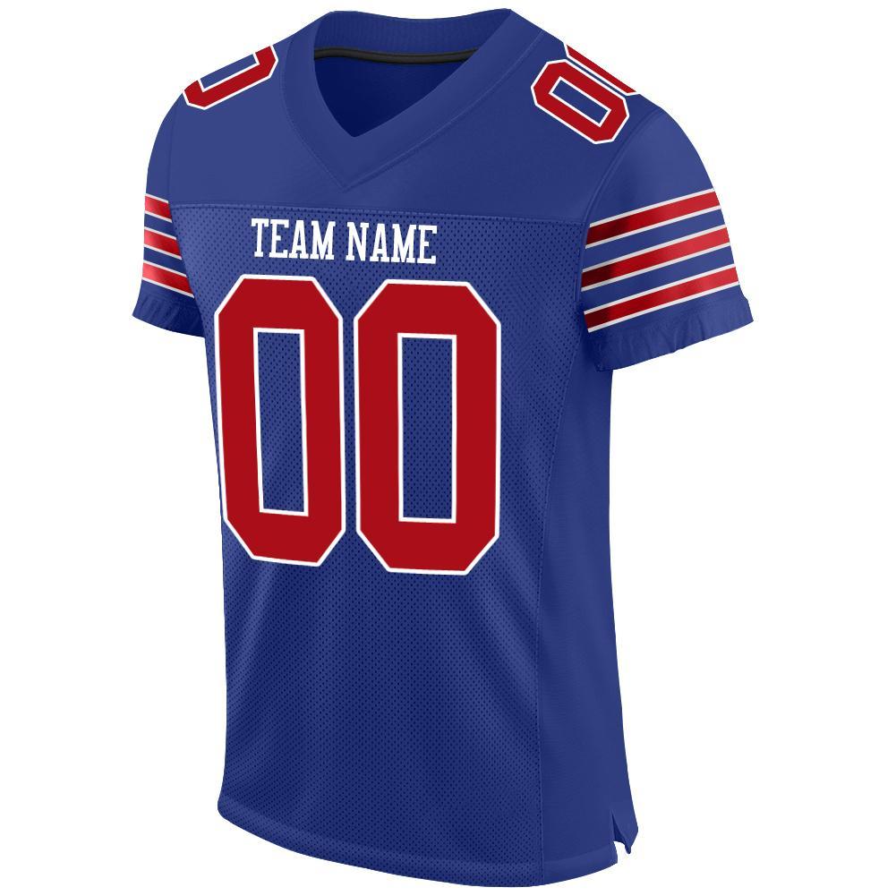 Custom Royal Red-White Mesh Authentic Football Jersey view 2