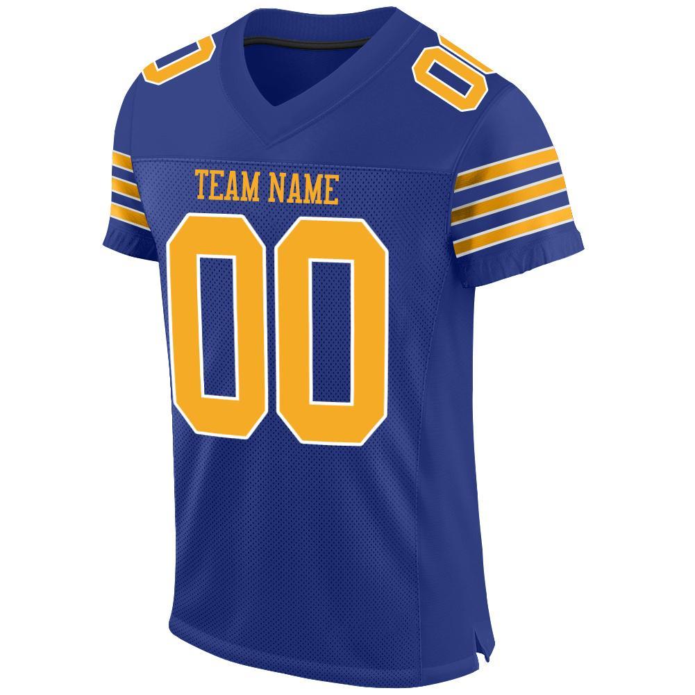 Custom Royal Gold-White Mesh Authentic Football Jersey view 2