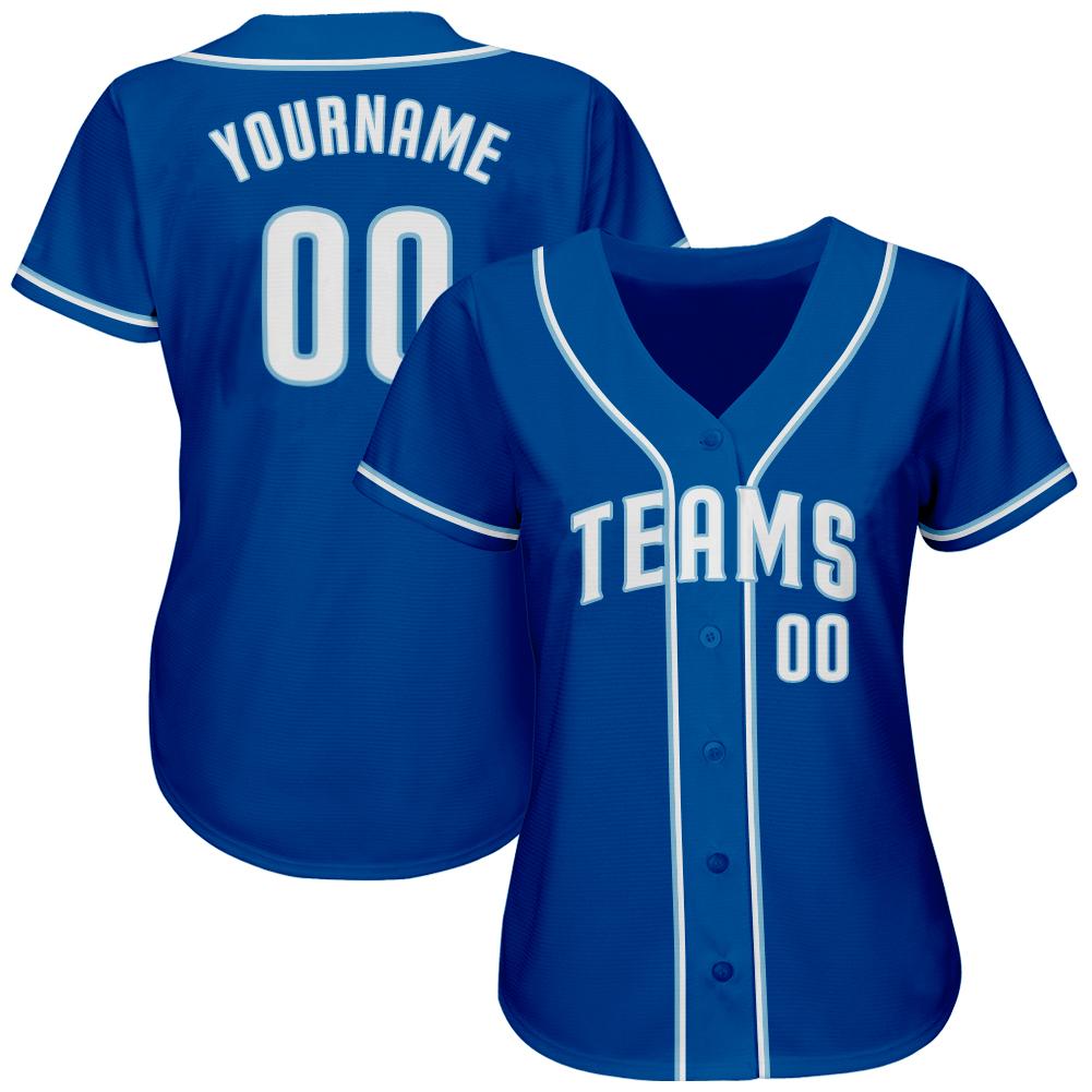 Custom Royal White-Light Blue Authentic Baseball Jersey view 2