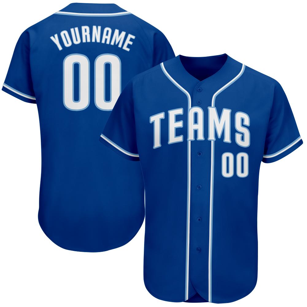 Custom Royal White-Light Blue Authentic Baseball Jersey - Main View