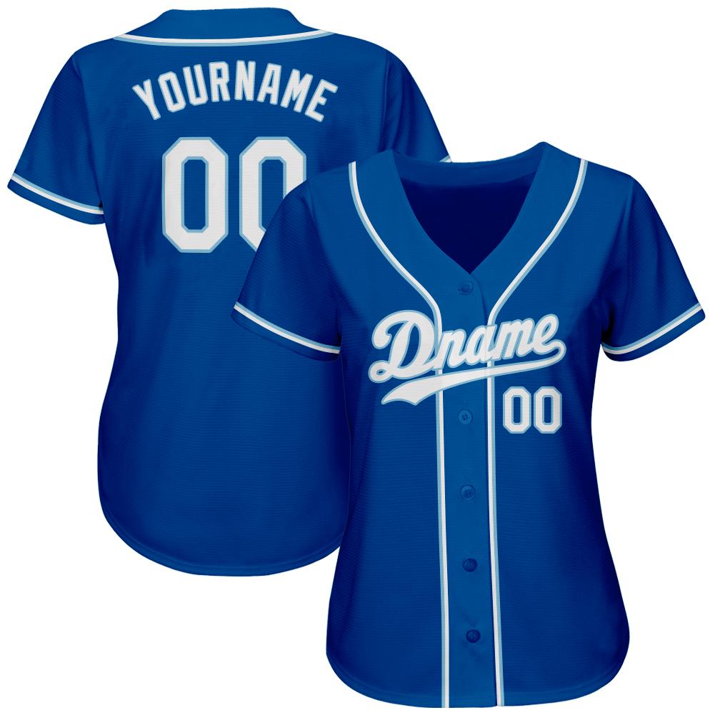 Custom Royal White-Light Blue Authentic Baseball Jersey view 2