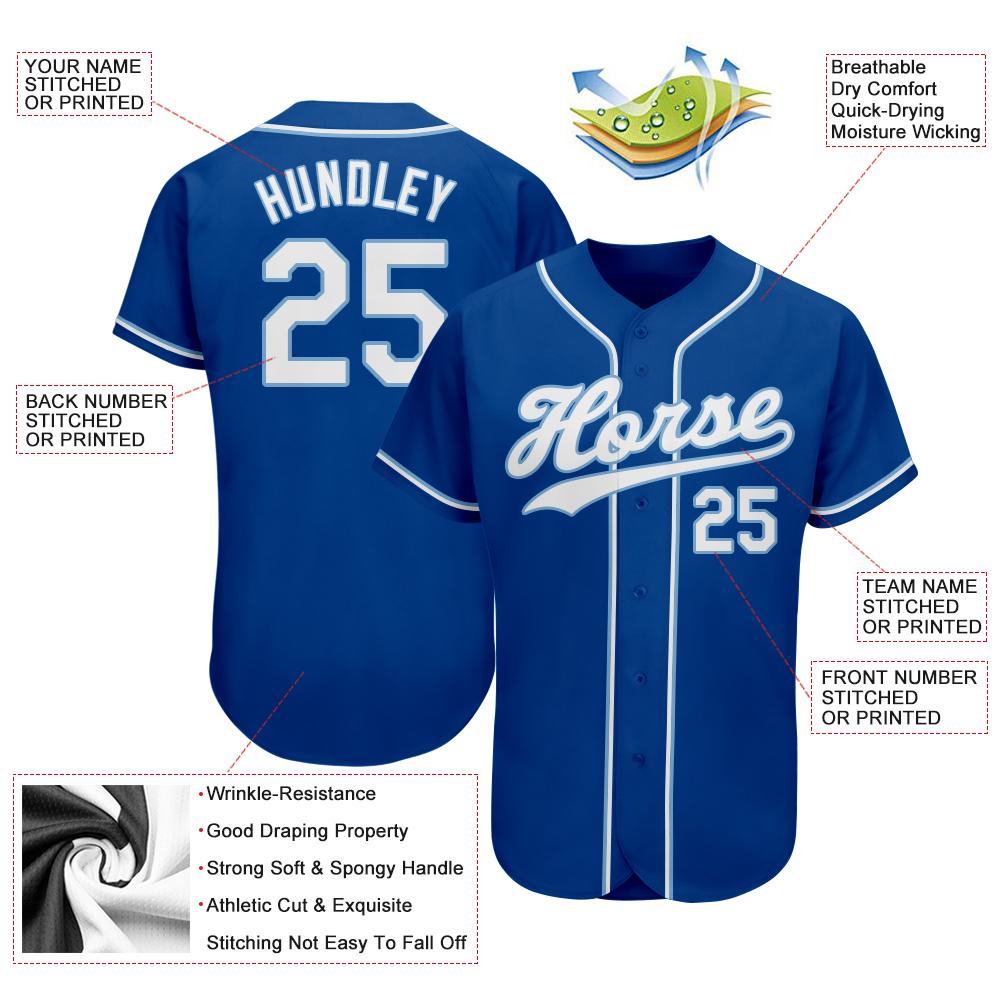 Custom Royal White-Light Blue Authentic Baseball Jersey view 3