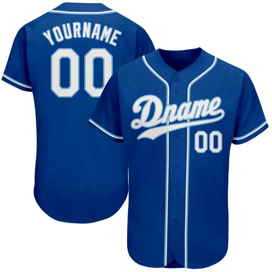 Custom Royal White-Light Blue Authentic Baseball Jersey - Main View