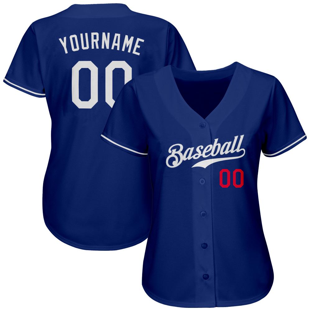 Custom Royal White-Red Authentic Baseball Jersey view 3