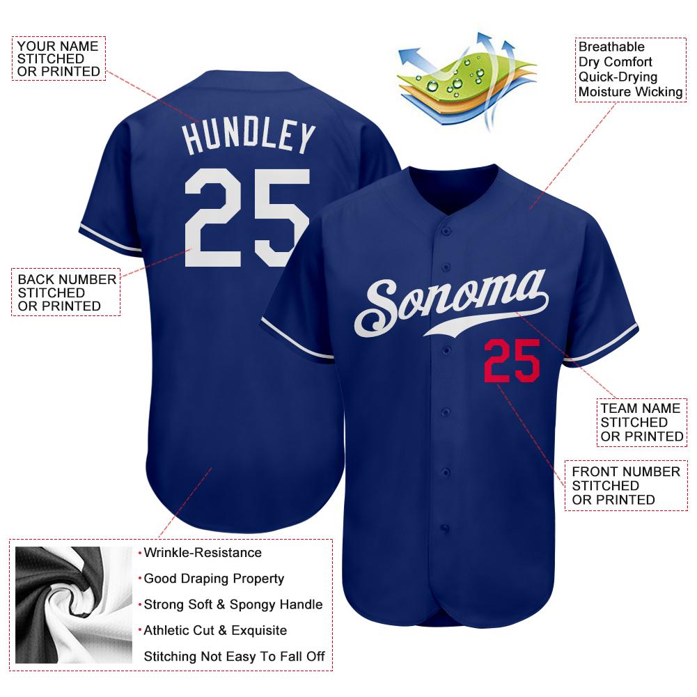 Custom Royal White-Red Authentic Baseball Jersey view 4
