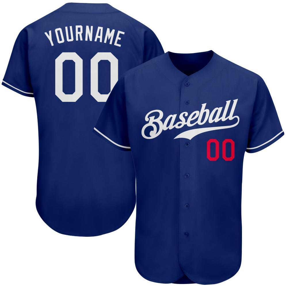 Custom Royal White-Red Authentic Baseball Jersey - Main View