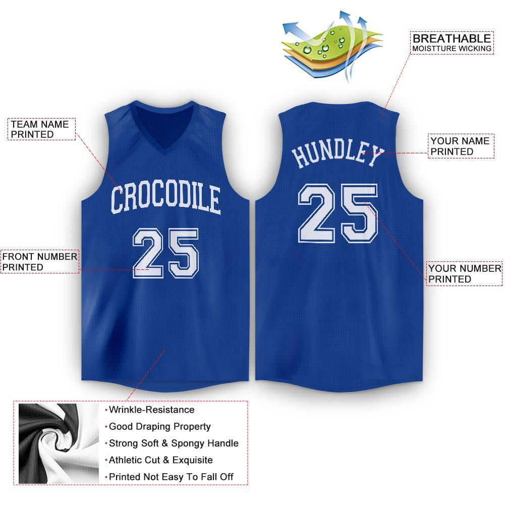 Custom Royal White V-Neck Basketball Jersey view 2