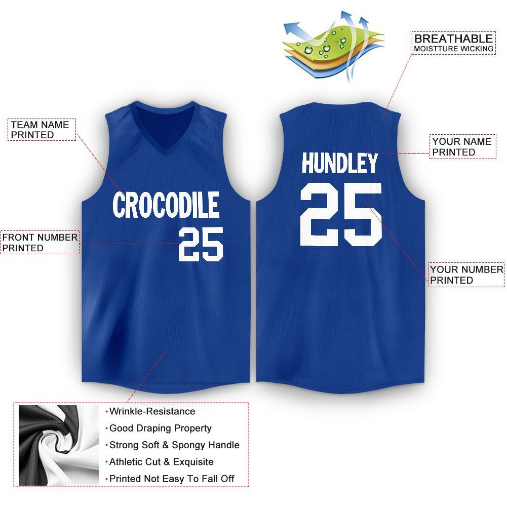 Custom Royal White V-Neck Basketball Jersey view 2