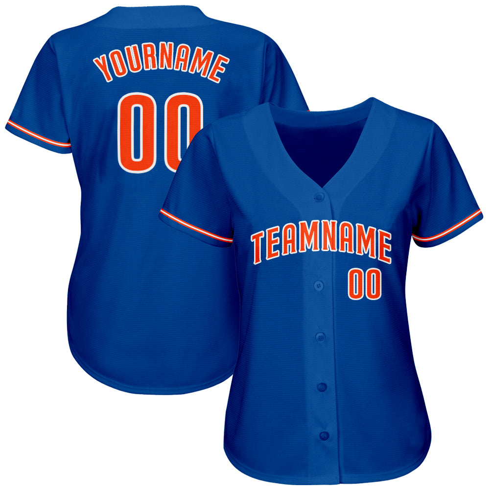 Custom Royal Orange-White Authentic Baseball Jersey view 2