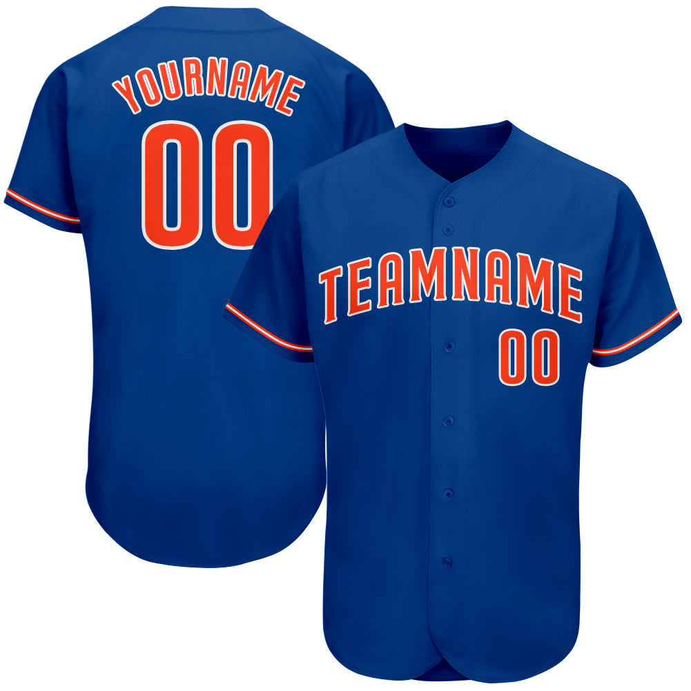 Custom Royal Orange-White Authentic Baseball Jersey - Main View