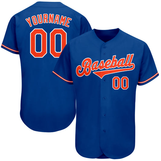 Custom Royal Orange-White Authentic Baseball Jersey - Main View