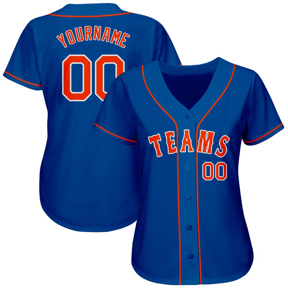 Custom Royal Orange-White Authentic Baseball Jersey view 2