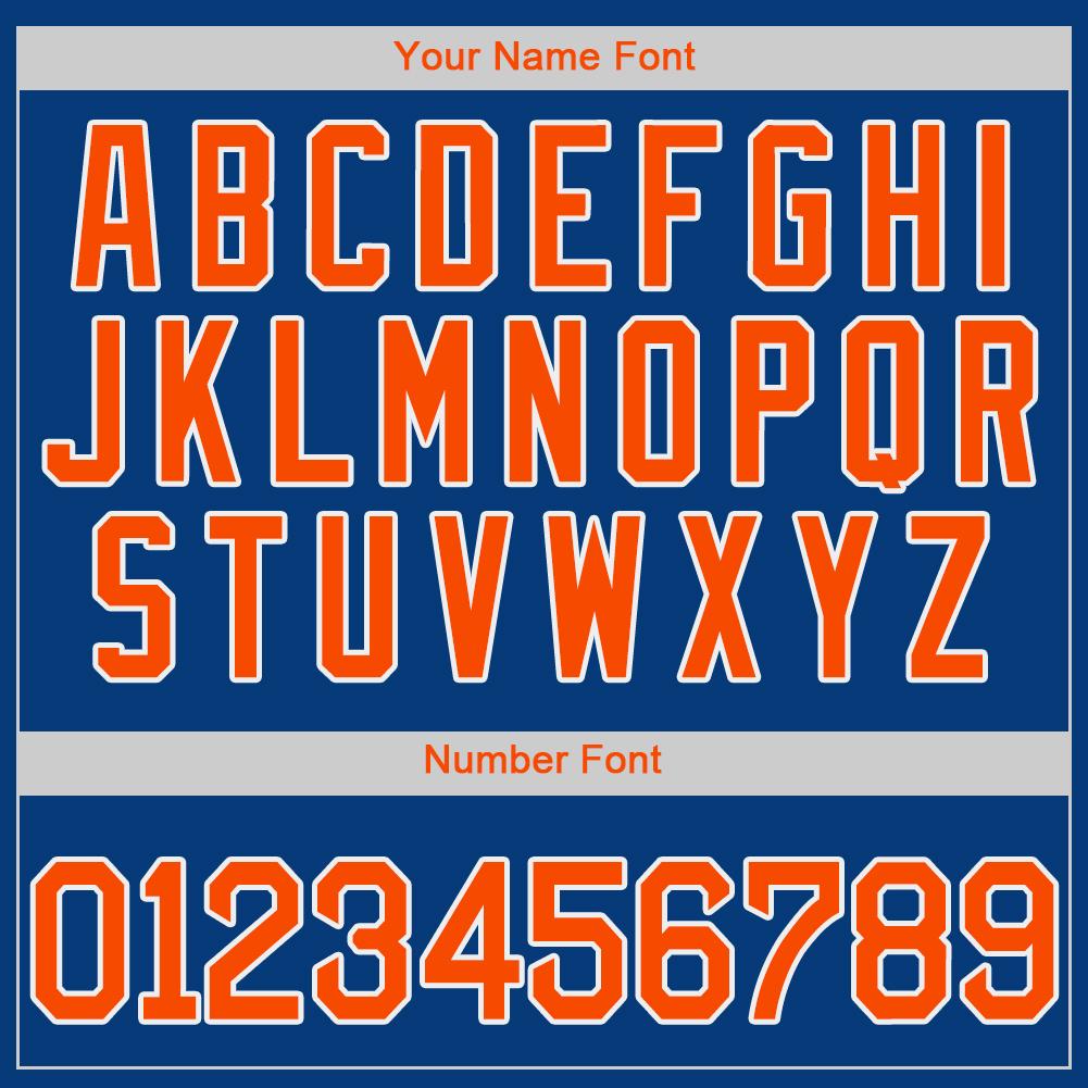 Custom Royal Orange-White Authentic Baseball Jersey view 4