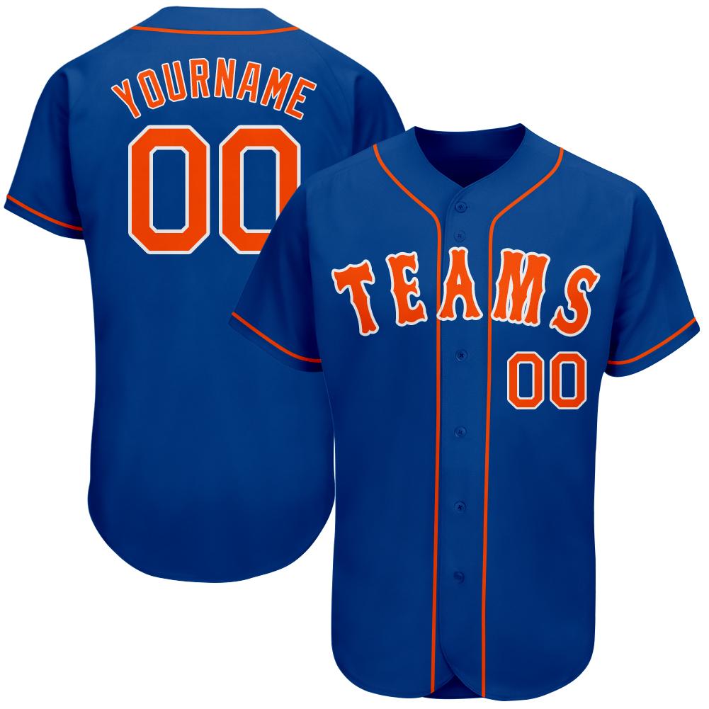 Custom Royal Orange-White Authentic Baseball Jersey - Main View