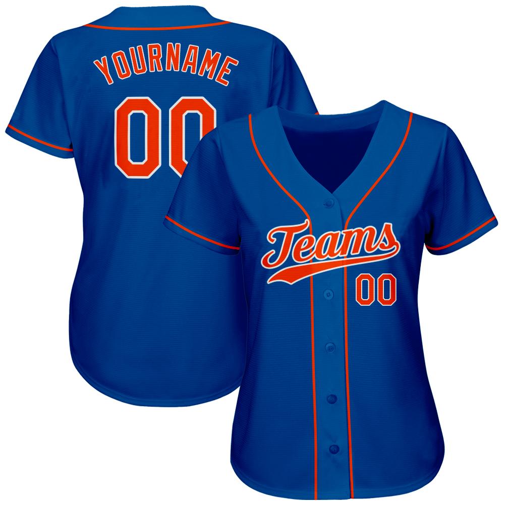 Custom Royal Orange-White Authentic Baseball Jersey view 2