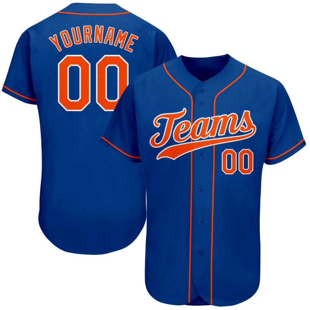 Custom Royal Orange-White Authentic Baseball Jersey - Main View