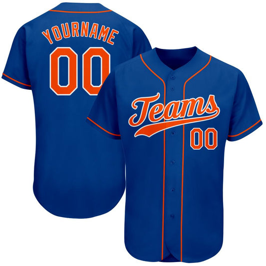 Custom Royal Orange-White Authentic Baseball Jersey - Main View