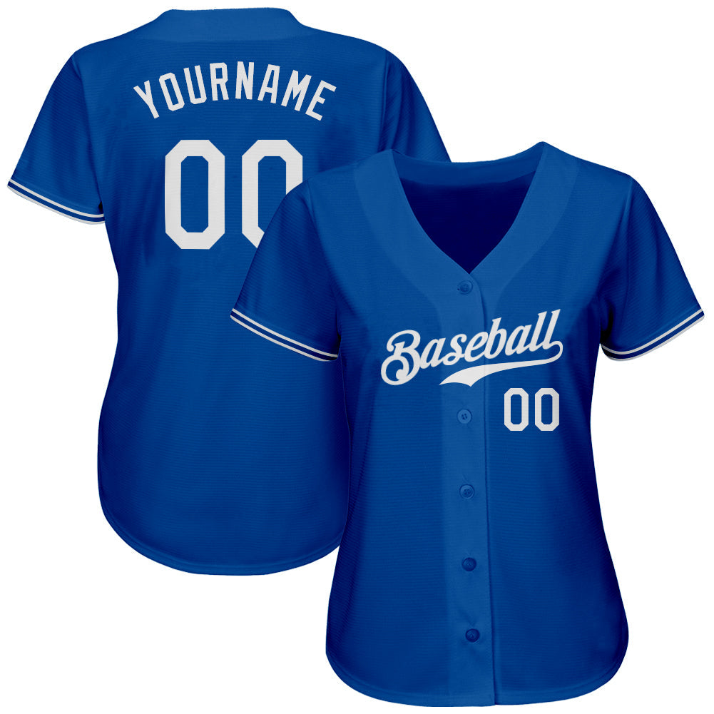 Custom Royal White Authentic Baseball Jersey view 2