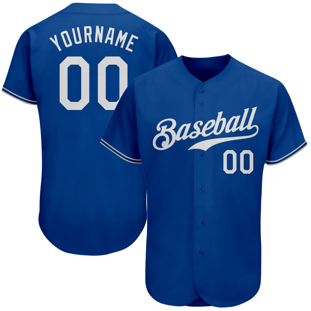 Custom Royal White Authentic Baseball Jersey - Main View