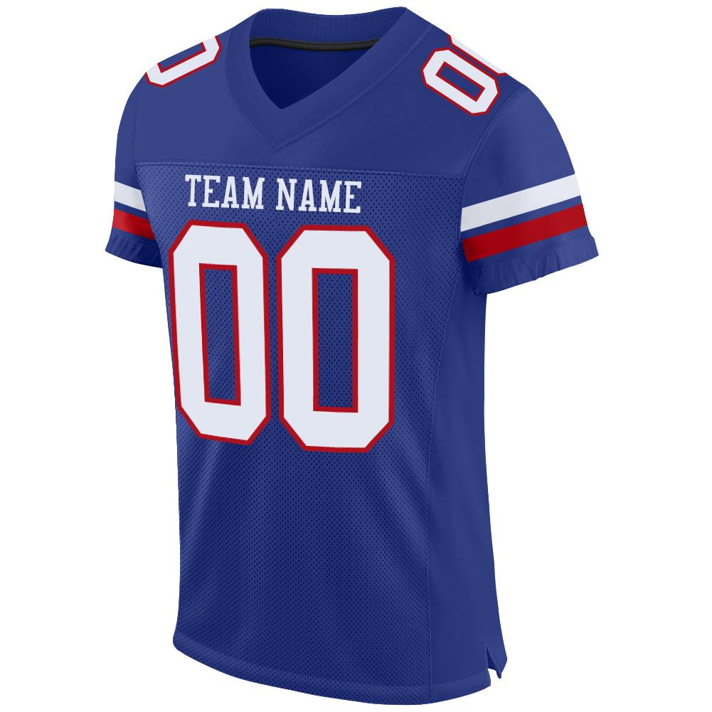 Custom Royal White-Red Mesh Authentic Football Jersey view 2