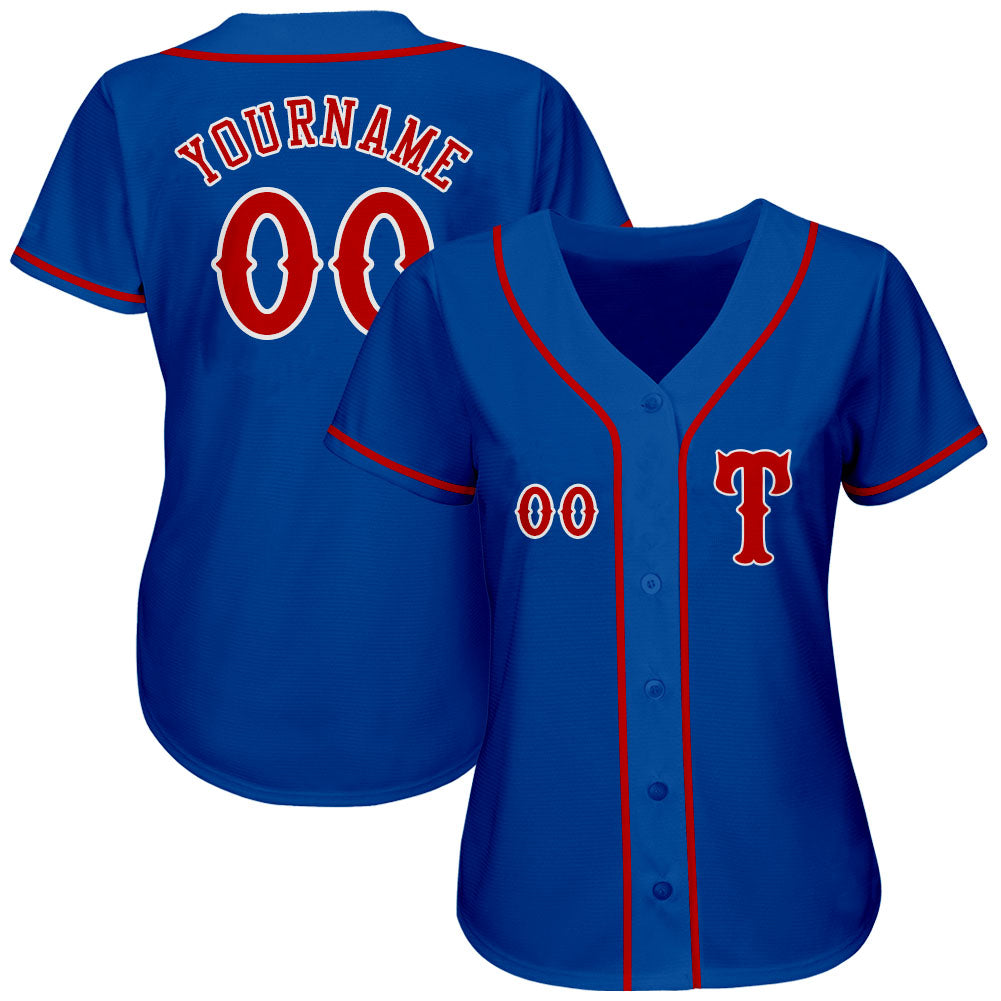 Custom Royal Red-White Authentic Baseball Jersey view 2