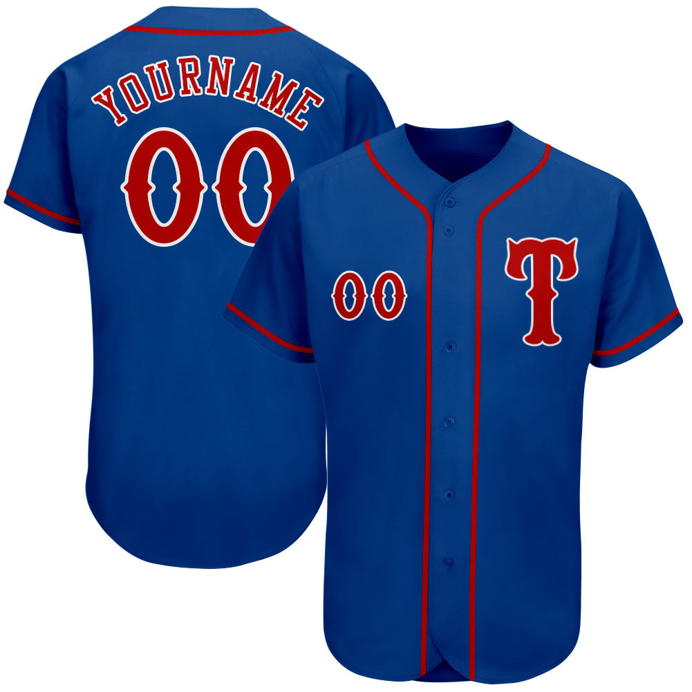 Custom Royal Red-White Authentic Baseball Jersey - Main View